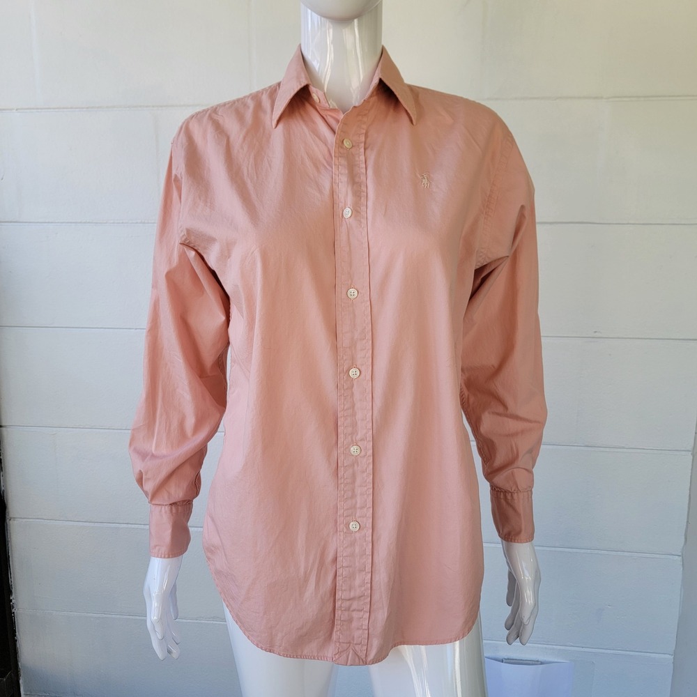 VTG 90s Ralph Lauren Polo Sport Shirt Button Down Peach Women's 4 Preppy Classic